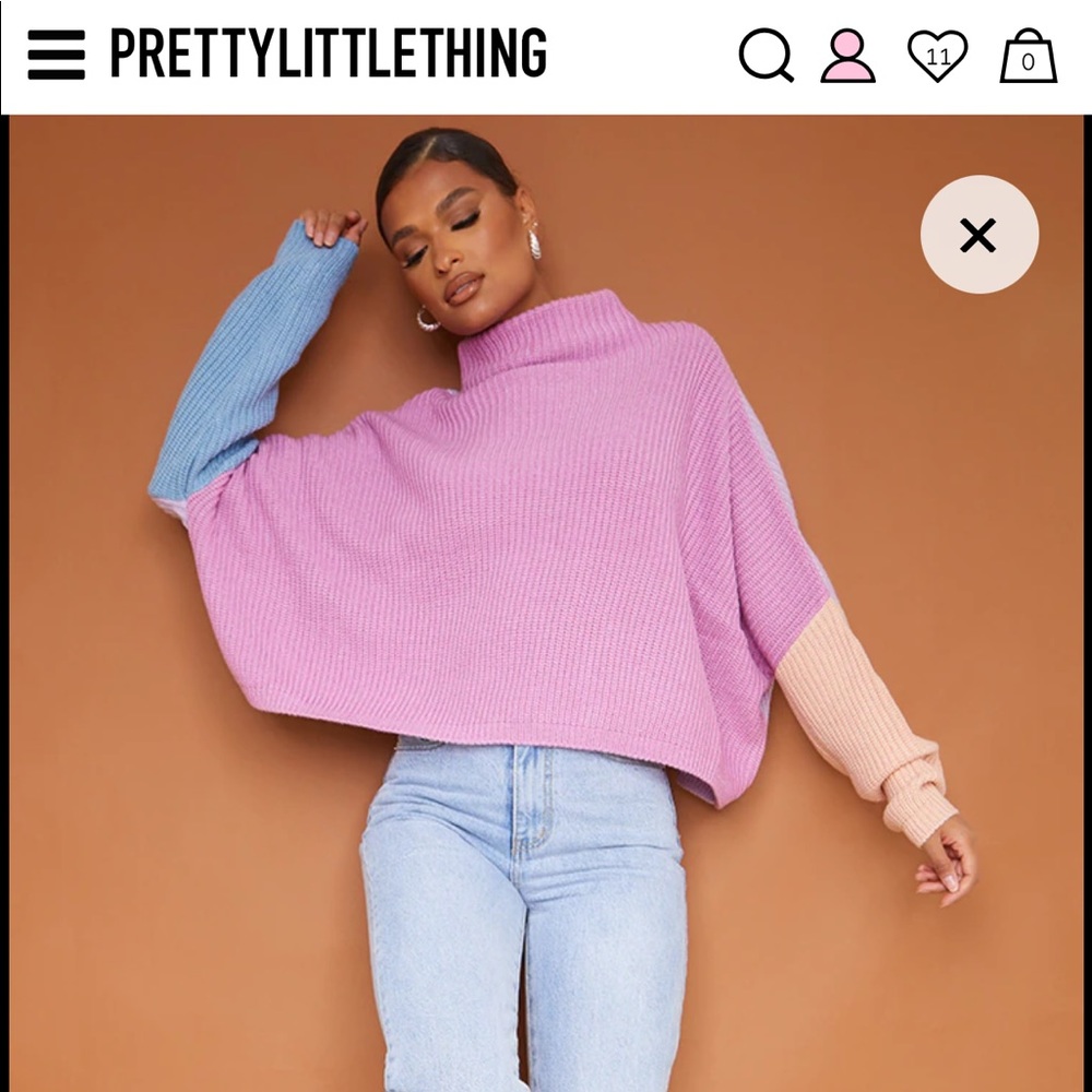 Pink Oversized Colour Block Sweate